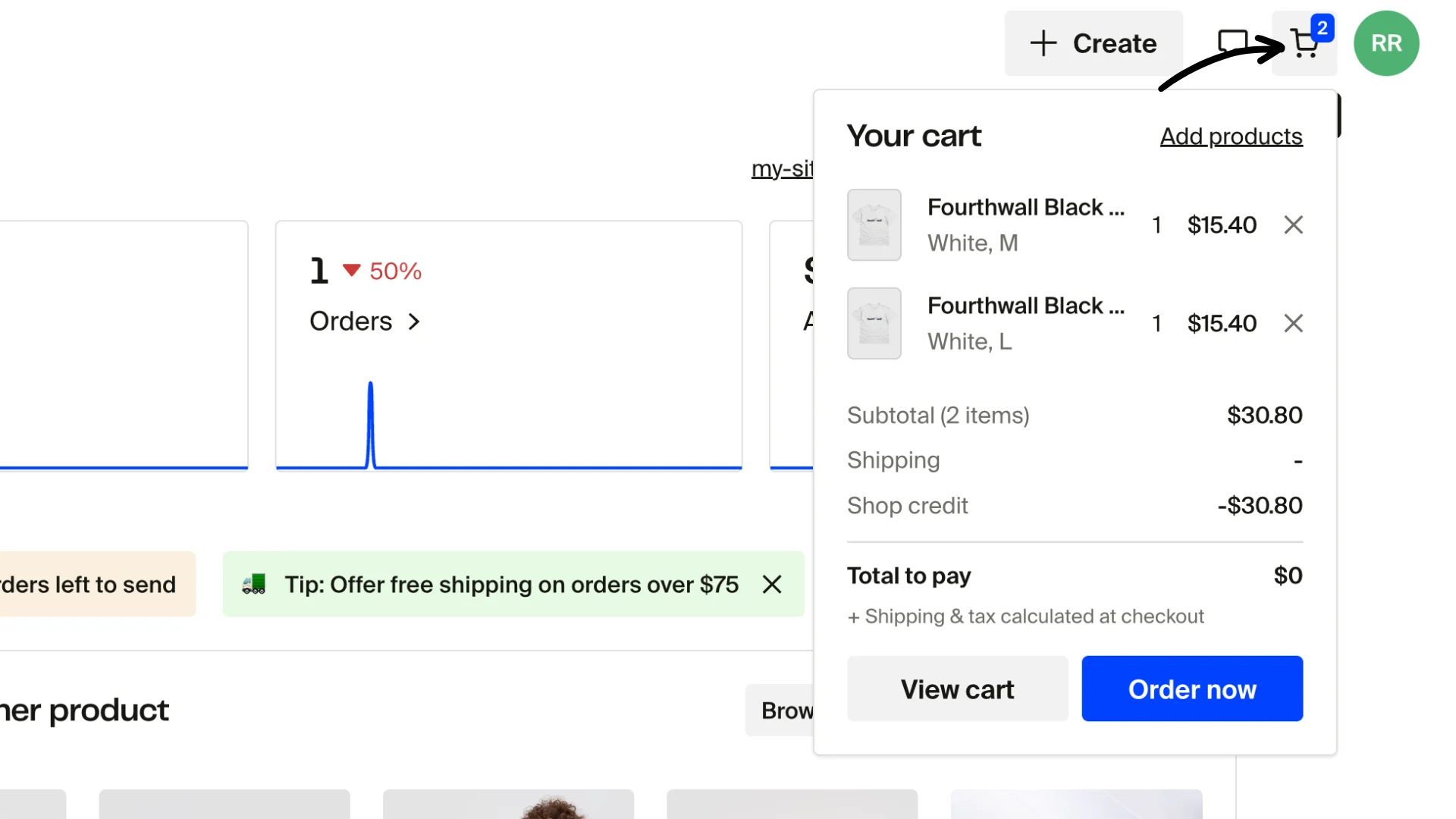 Click the cart icon