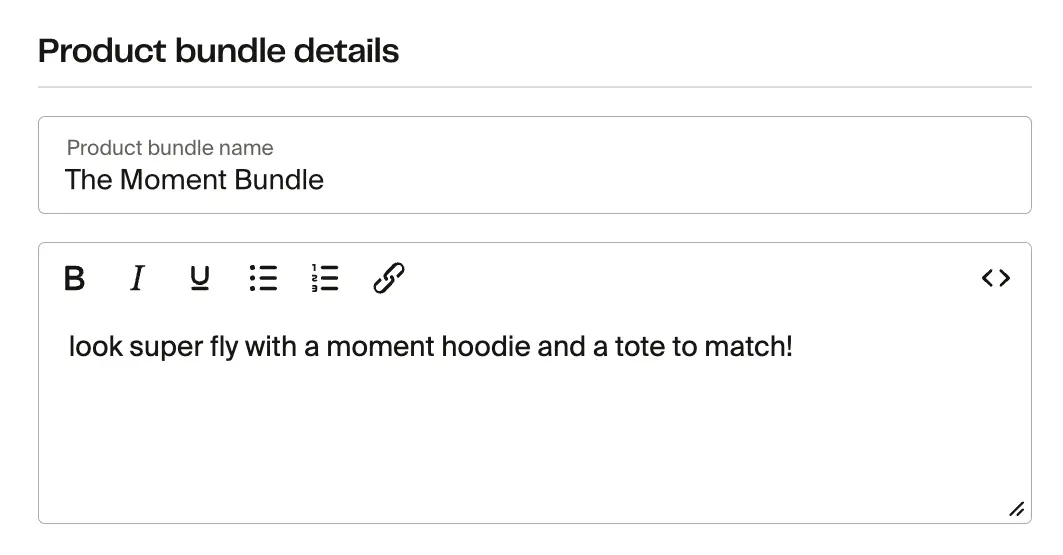 Product bundle details screenshot