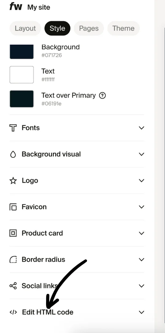 Scroll and click Edit HTML Code