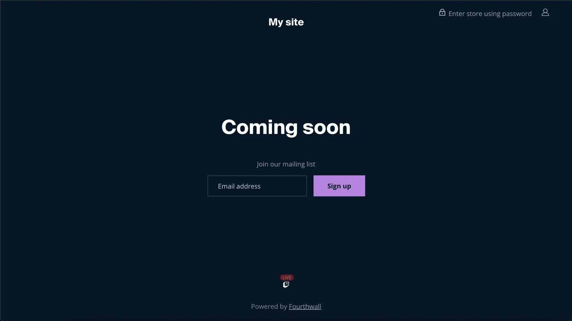 Coming soon page preview with mailing list signup and password entry option
