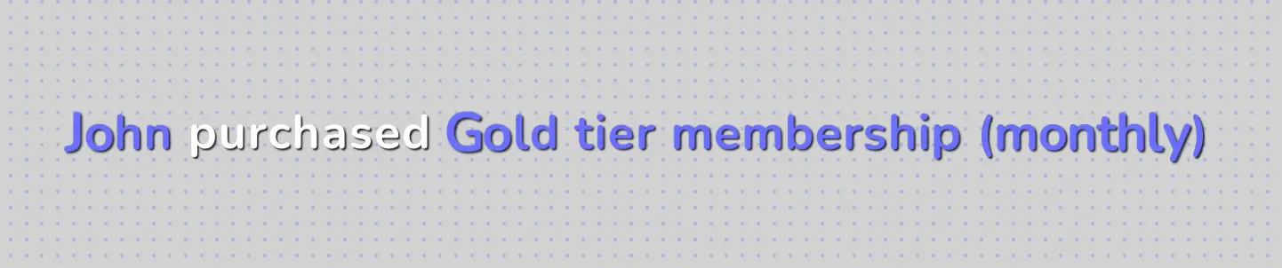 Stream alert overlay showing John purchased Gold tier membership monthly
